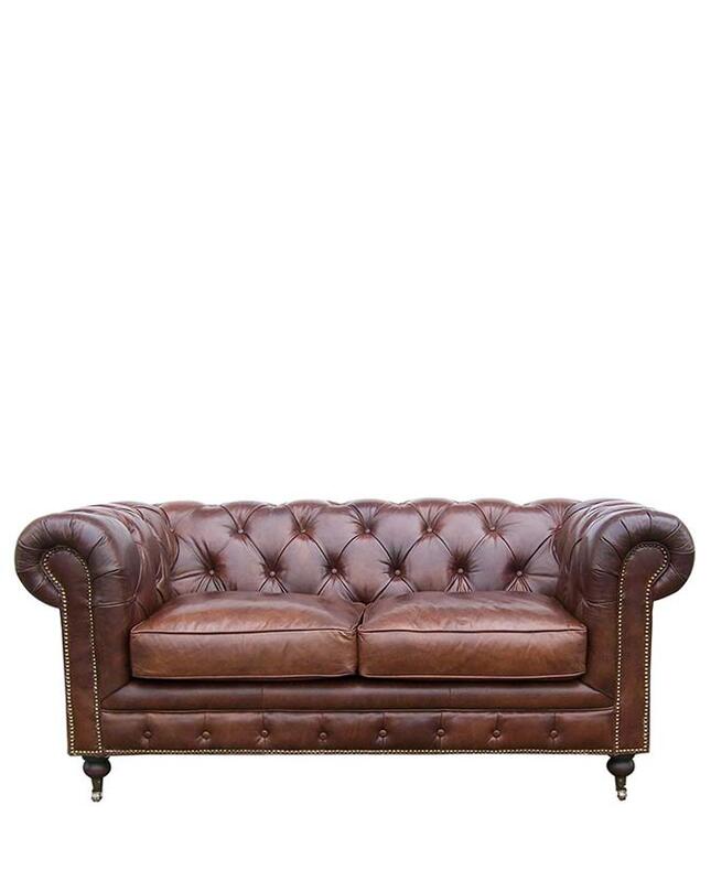      2 személyes Chesterfield bőrkanapé 183 cm "Chesterfield Cigare" – loftandvintage.hu   