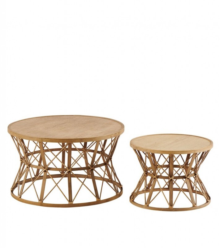 CAFE TABLE JAKARTA BAMBOO SET OF 2  - CAFE, SIDE TABLES