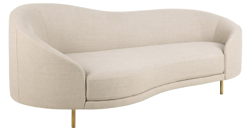 Barrow 3 személyes kanapé, bézs szövet, sárgaréz láb