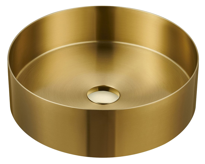 SAPHO - AURUM stainless steel washbasin, diameter 38 cm, including drain, matt gold