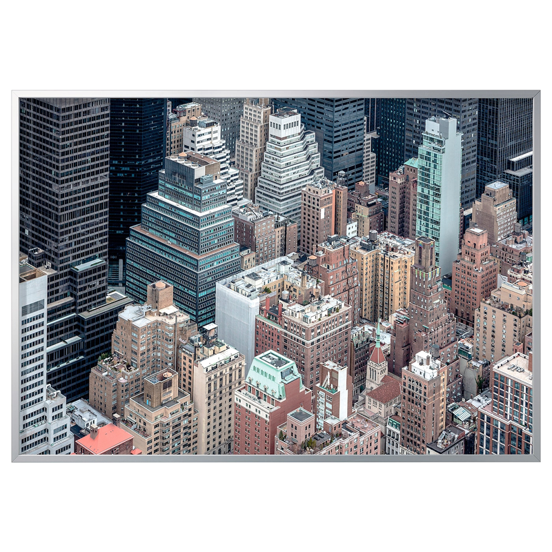 BJÖRKSTA Kép kerettel, New York madártávlatból/alumínium színű, 200x140 cm - IKEA