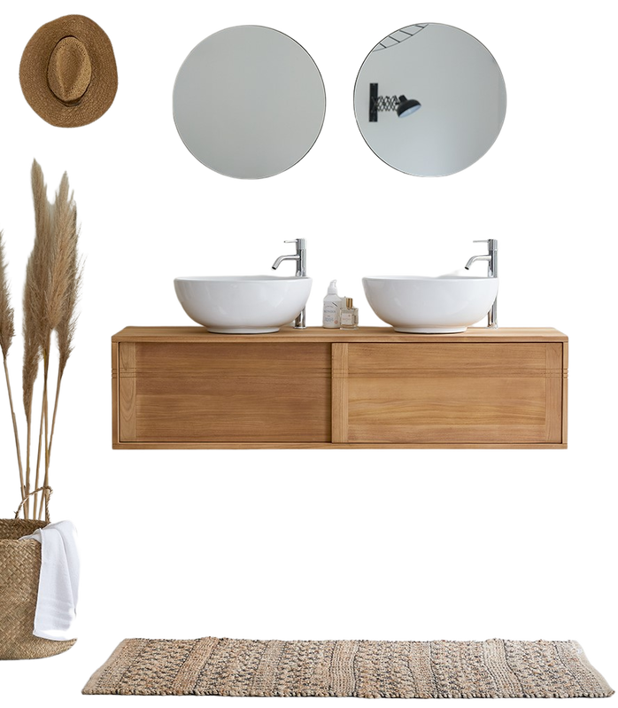 BASIC teakfa fürdőszoba szekrény, felfüggesztett 140 - TEAKhome Design