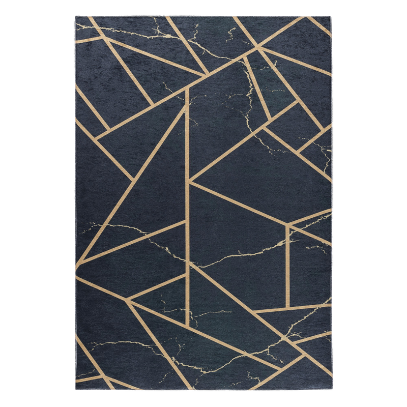 Caimas 2990 fekete-arany modern geometriai mintás szőnyeg 80x300 cm - Szőnyeg Webáruház