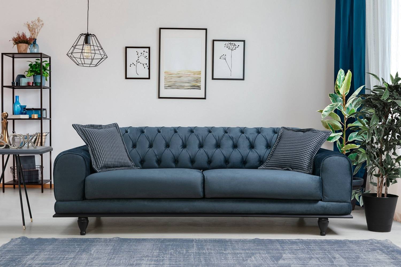 Ágyazható kanapék: Design ágyazható kanapé Rococo 220 cm kék