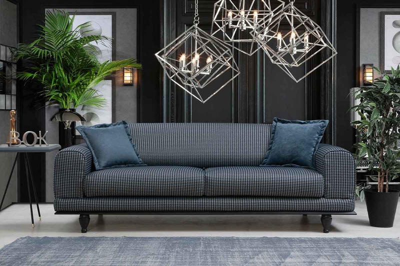 Ágyazható kanapék: Design ágyazható kanapé Rococo 220 cm sötétkék
