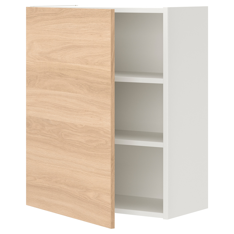 ENHET Faliszekrény 2 polccal/ajtóval, fehér/tö hat, 60x32x75 cm - IKEA