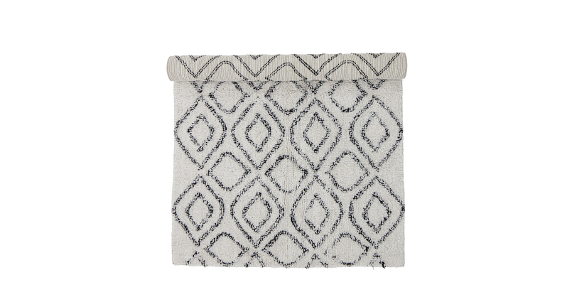 Fekete-fehér mintás pamut szőnyeg 150x90 cm - Bloomingville