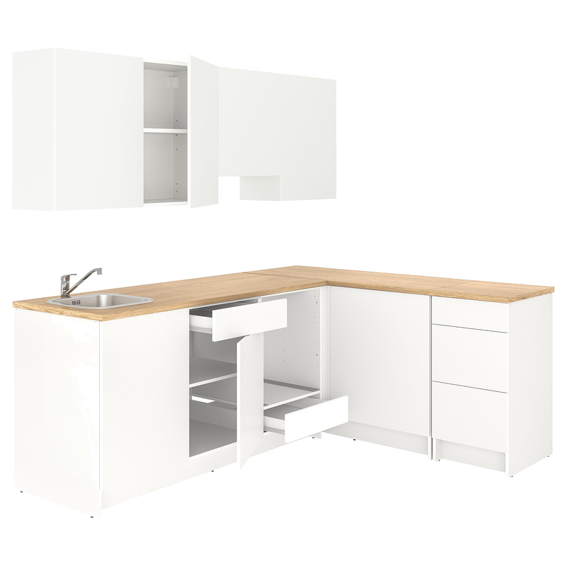 KNOXHULT Sarok konyha, fehér, 243x164x220 cm - IKEA